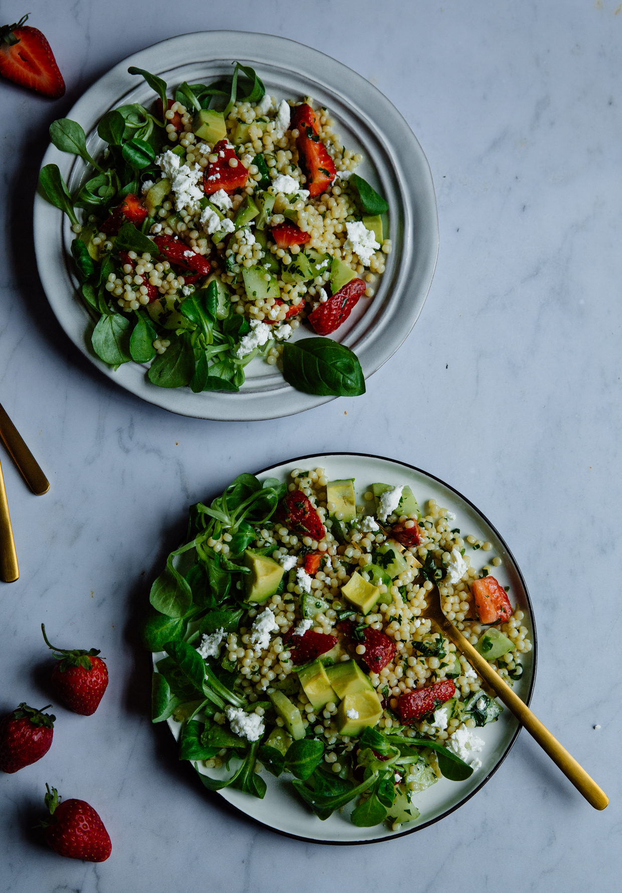 Strawberry, avocado & cucumber giant couscous salad