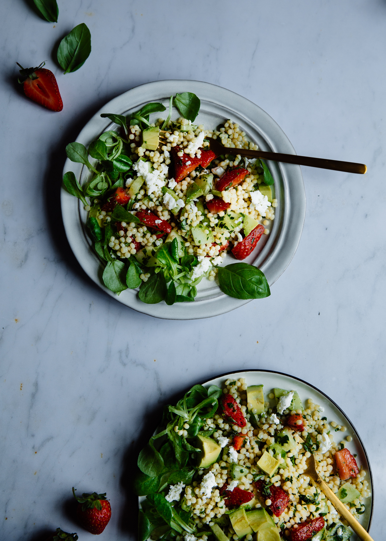 Strawberry, avocado & cucumber giant couscous salad