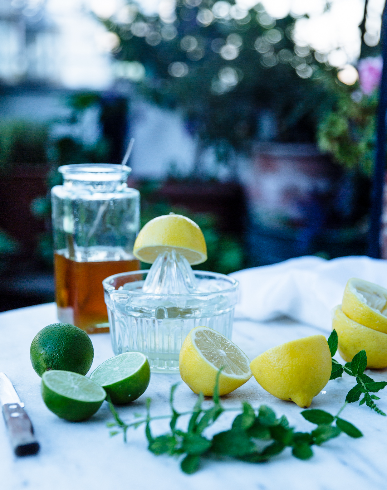 Lemonade with lime, spearmint & honey