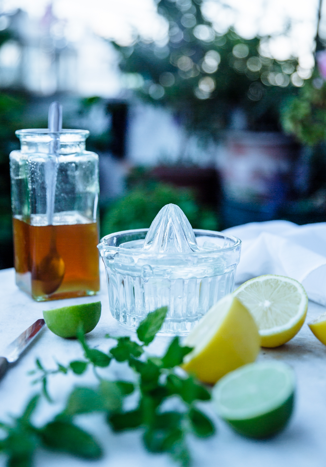 Lemonade with lime, spearmint & honey