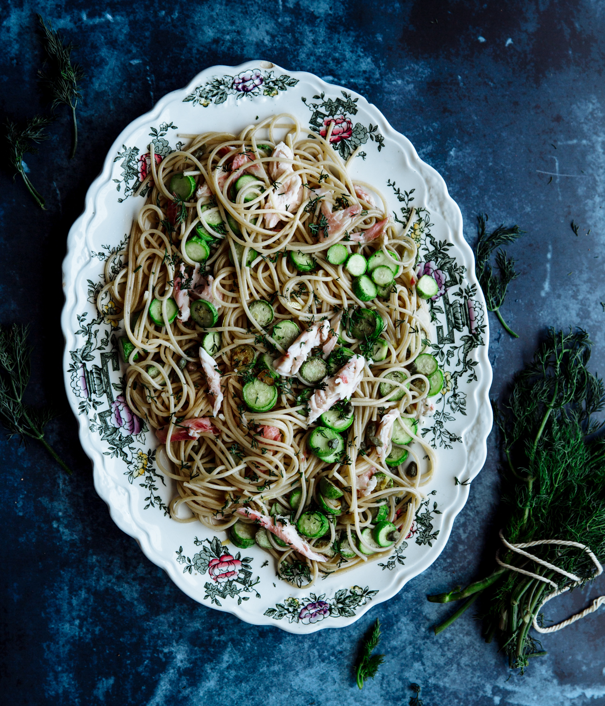 Zucchini & smocked trout spaghetti