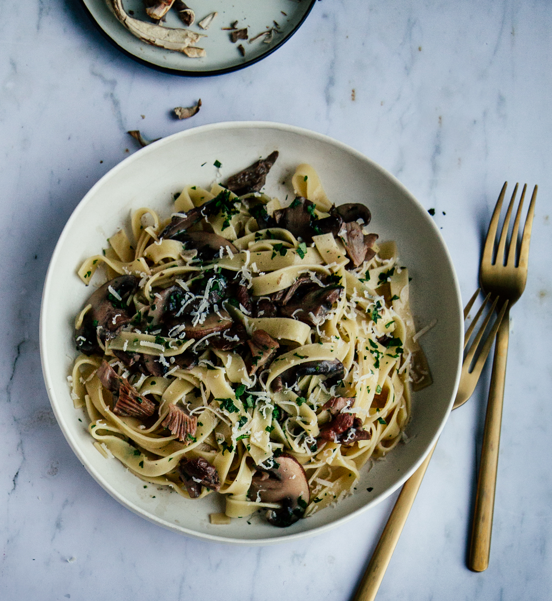 Dried & fresh mushroom tagliatelle with white wine