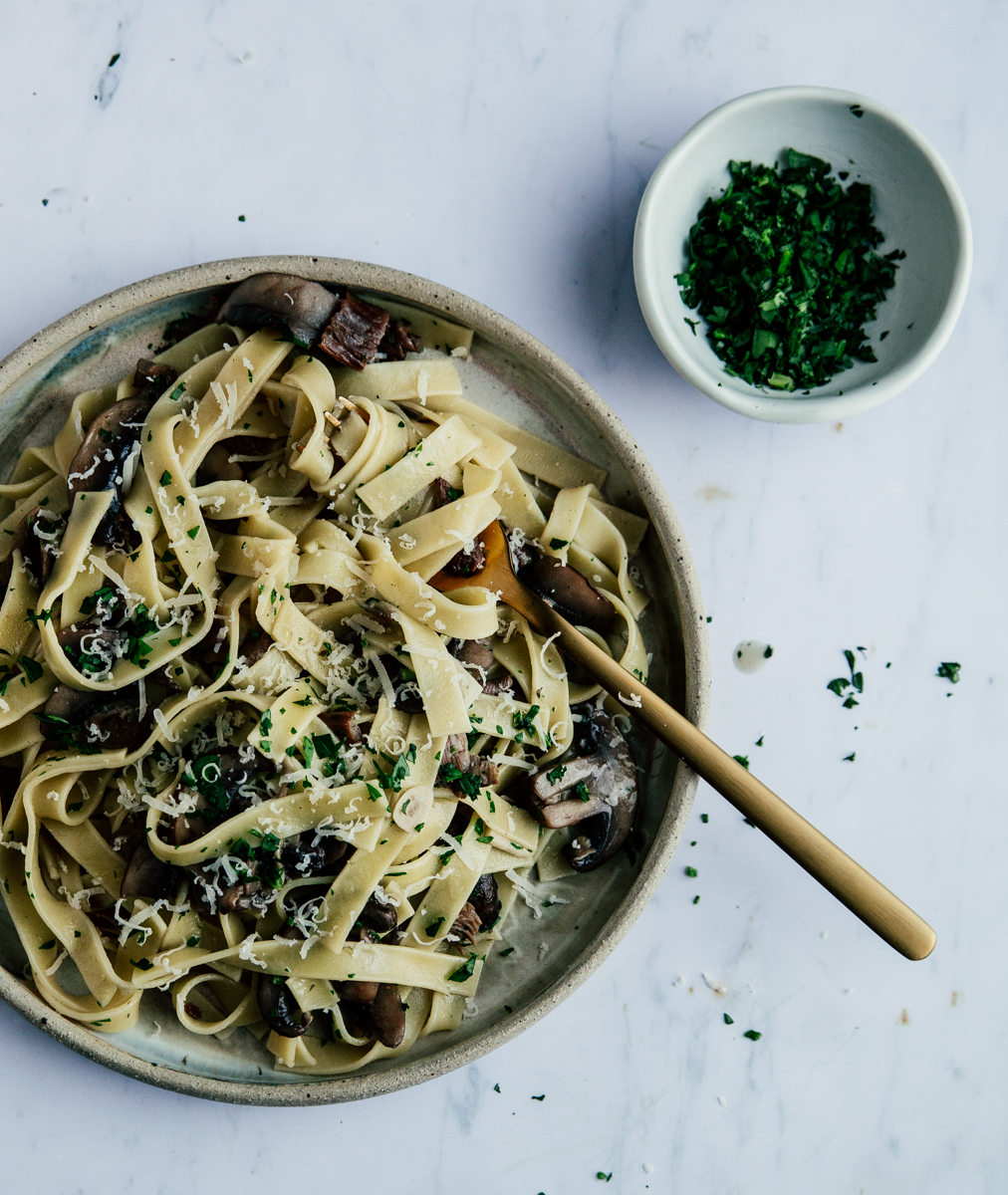 Dried & fresh mushroom tagliatelle with white wine